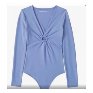 Abercrombie & Fitch XS Seamless Knit D-Ring V-Neck Long Sleeves Bodysuit